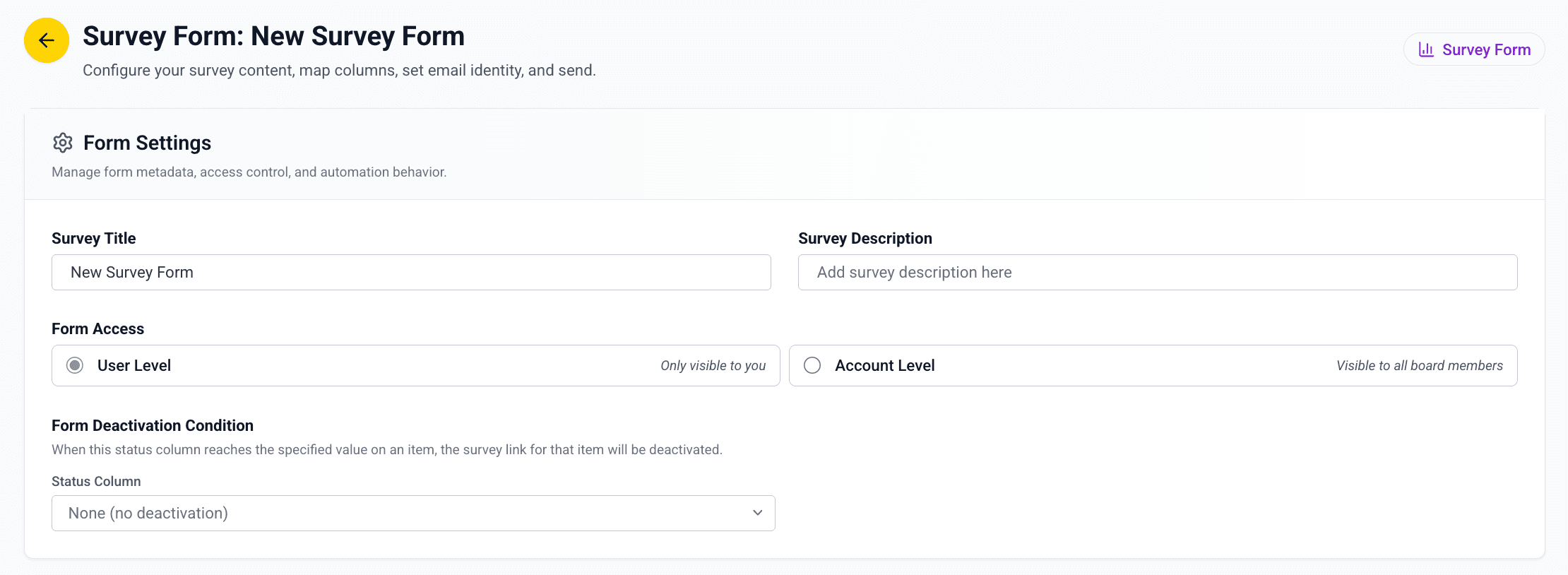 Survey Settings