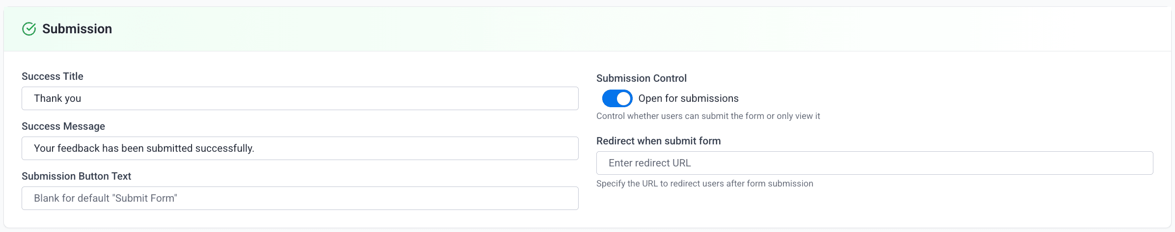 Submission Settings